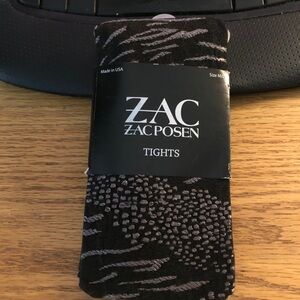 ZAC Zac Posen Tights Stripe Pantyhose Black Patterned sz M